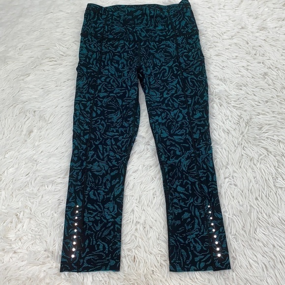 Lululemon Fast & Free Crop (19") Thrive Viridian Green Black - Picture 1 of 6